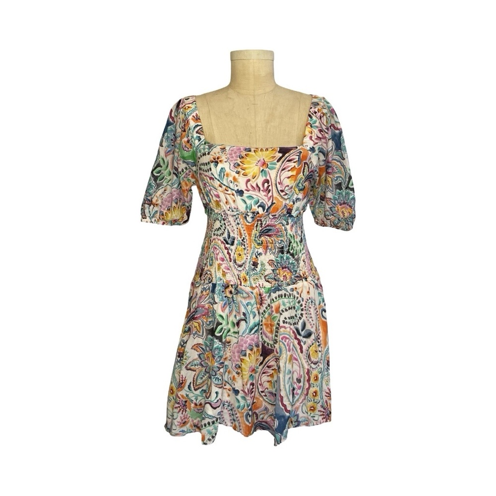 Venus light mini dress smocked floral Size 10 Colorful